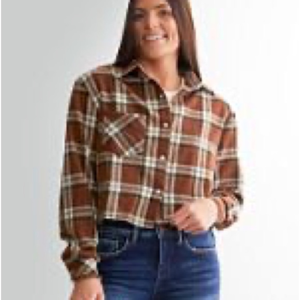 Buckle Brown Plaid Button Down Shirt - Picture 3 of 6